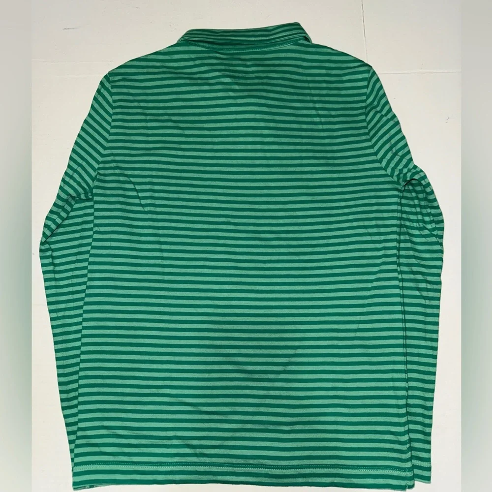 Boys J.Crew green striped Polo. (Size M) - Picture 4 of 5